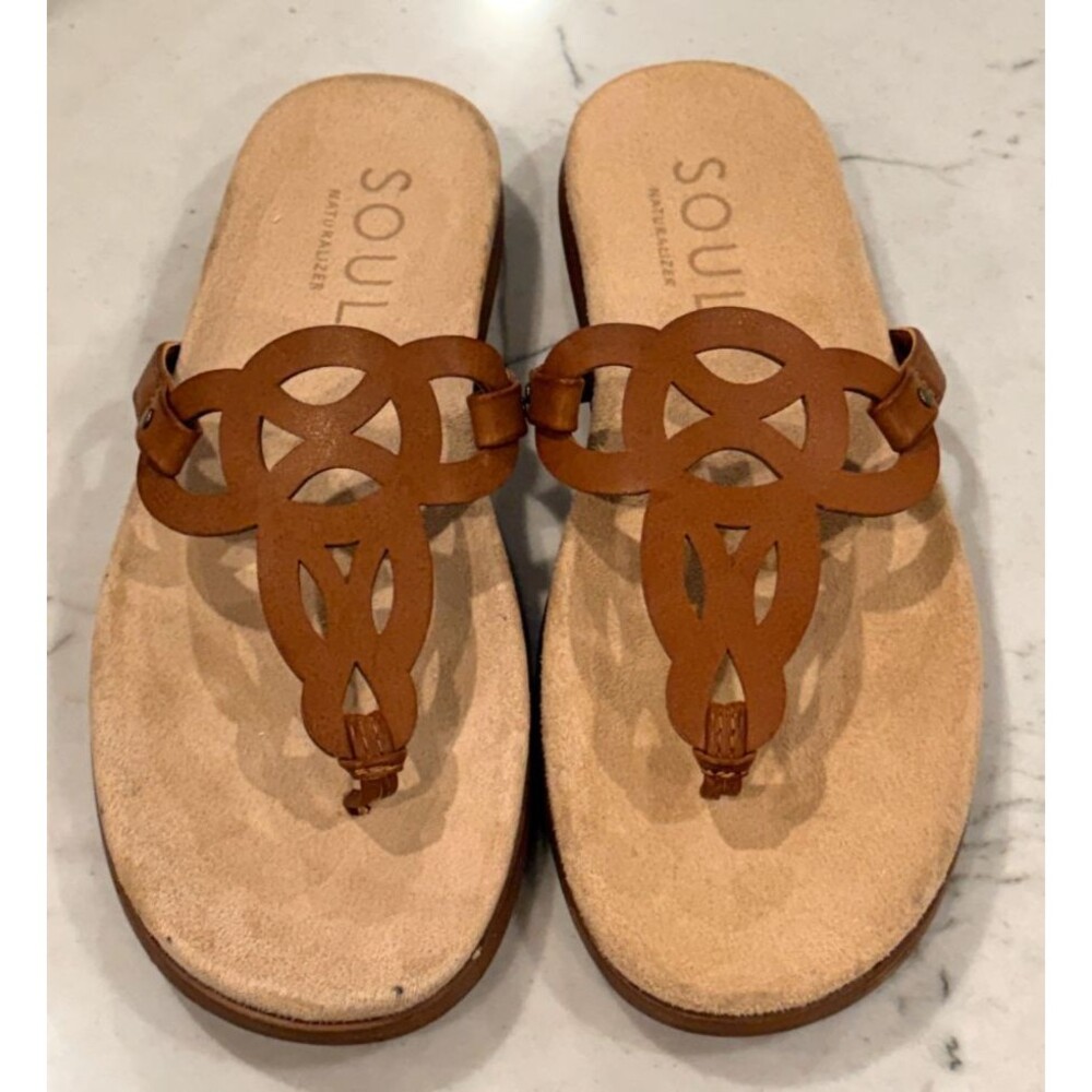 Soul Naturalizer Janice Sandals Slip-on Thong Womens Sz 7.5 M  Brown